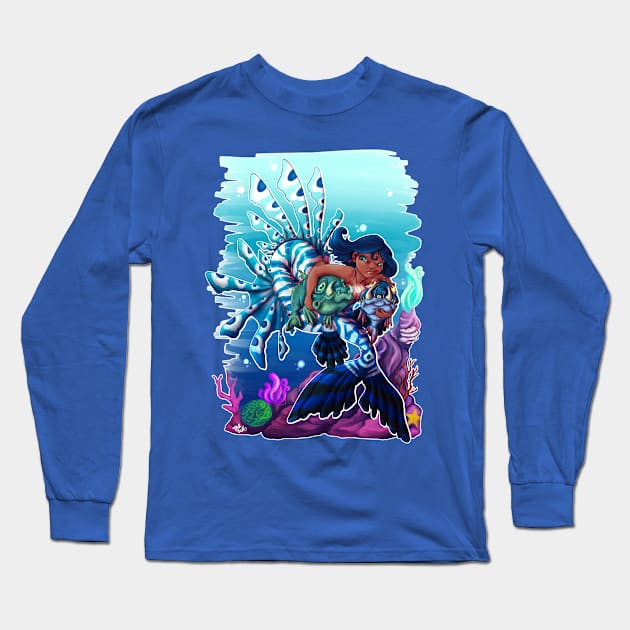 Mermaid pals at sea Long Sleeve T-Shirt by TaksArt